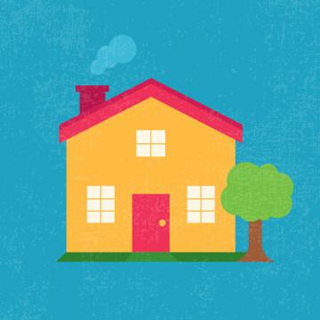 a house and a tree beside it