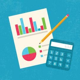 bar graph and a calculator image