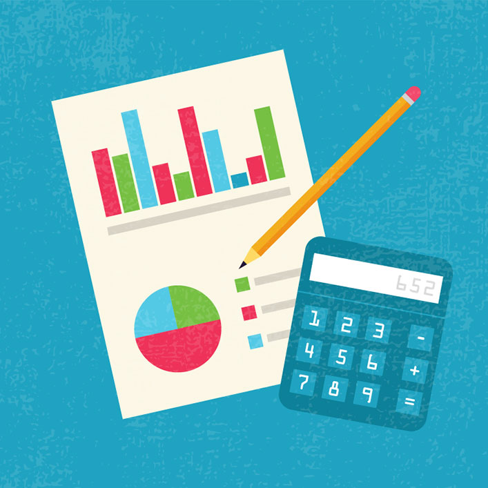 bar graph and a calculator image