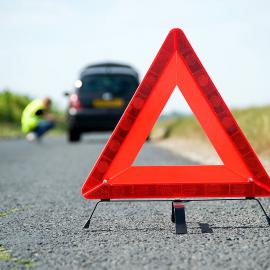 road safety board just bheind the car