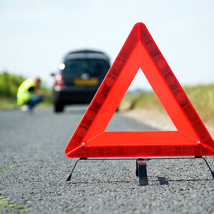 road safety board just bheind the car
