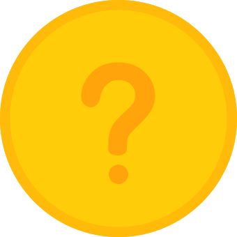 A yellow circle with a question mark, symbolizing uncertainty or inquiry.